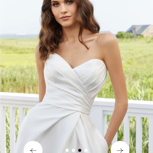 NWT! Morilee Wedding Dress and Pearl/Crystal Beaded Net Sleeves size 18 - Picture 2 of 7